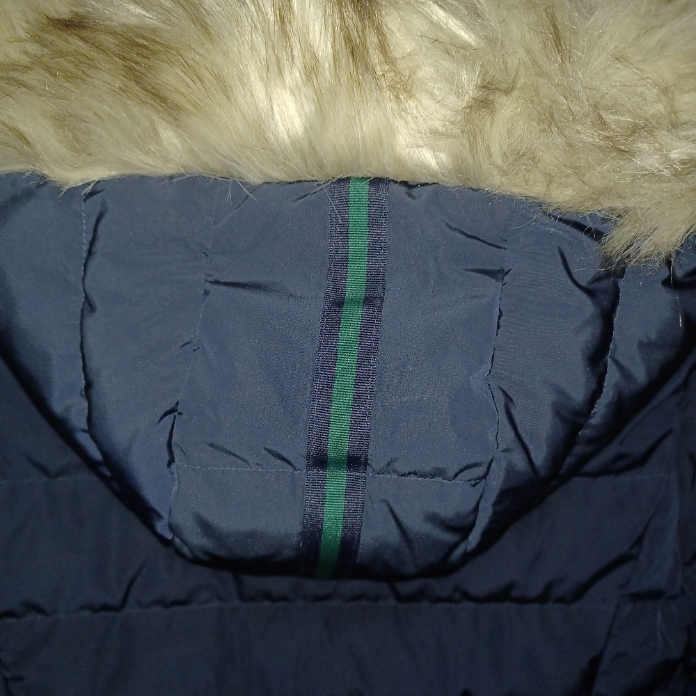 Talbots Dark Blue Puffer Coat with Faux Fur Hood - Picture 3 of 13